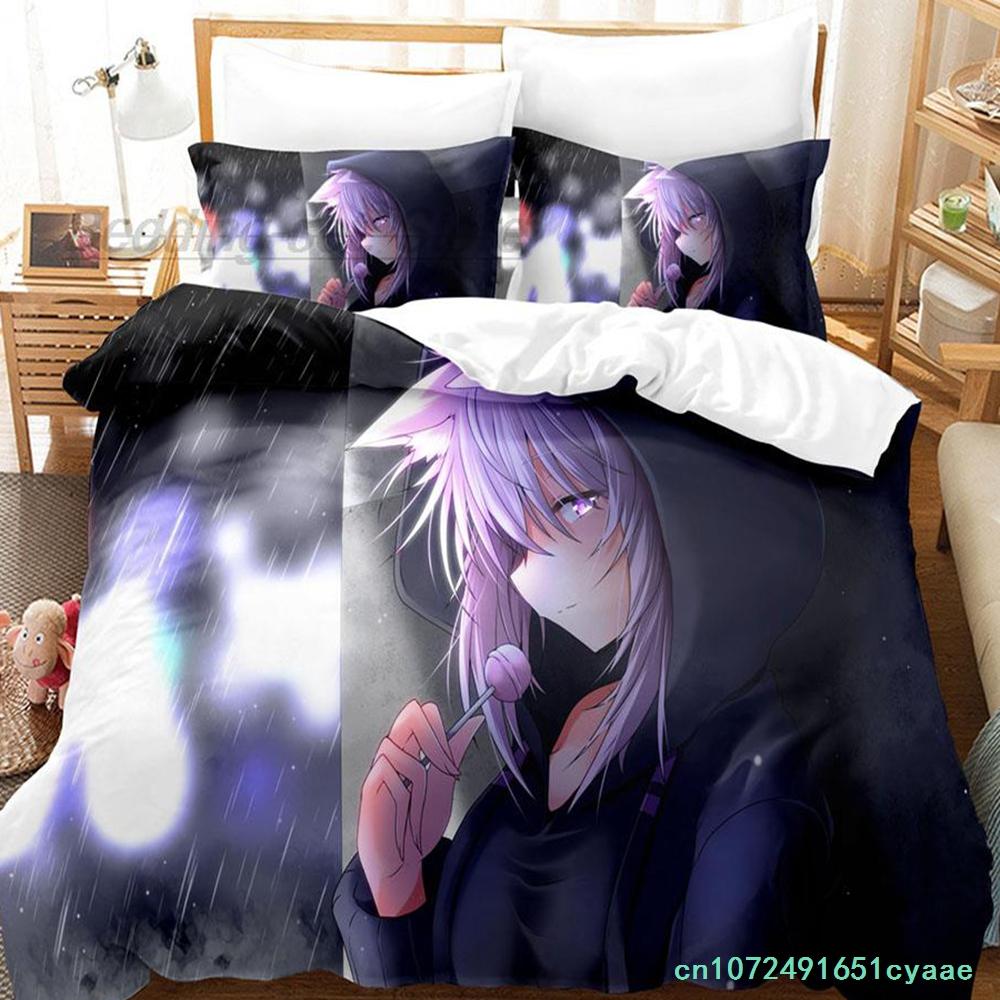 Hololive Neko Mata Okayu Комплект постельного белья Single Twin Full Queen King Size Комплект постельного белья Aldult Kid Bedroom Duvetcover Sets 3D Anime