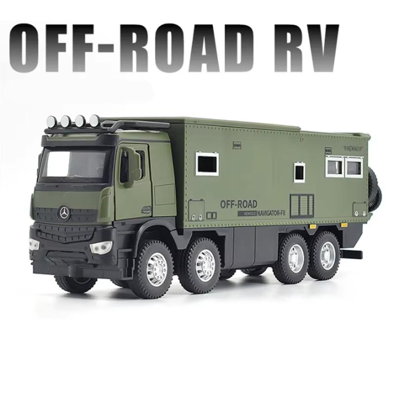 New 1/24 NOMADISMs Arocs Unimog Alloy Motorhome Touring Car Model Diecast Metal Toy Off-road RV Vehicles Model Sound Light Kids Gift