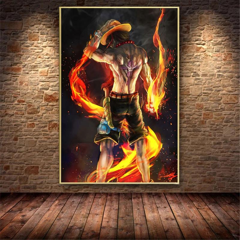 One Piece Аниме Луффи Плакат Искусство Череп Настенный Декор Отпечатки Холст Картина Настенная Картина для Детской Комнаты Японская Манга Домашний Декор Без Рамки