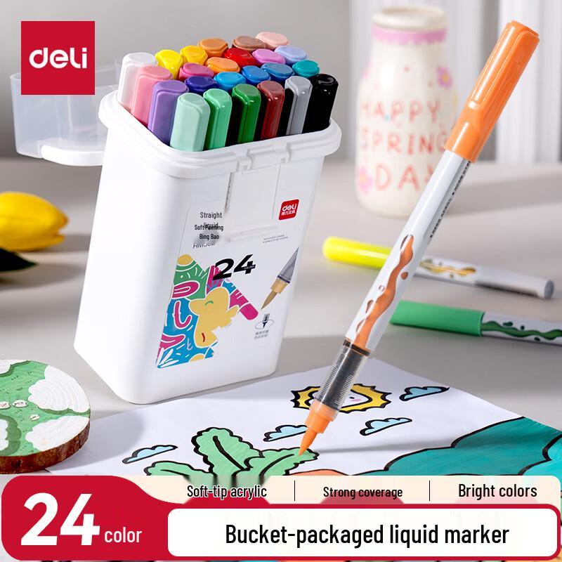 Deli Soft-Tip Liquid Acrylic Marker Set