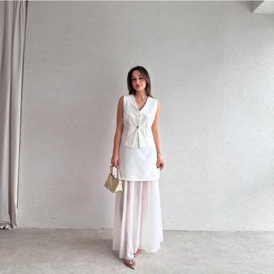 Европейский и американский элегантный женский летний комплект платья без рукавов