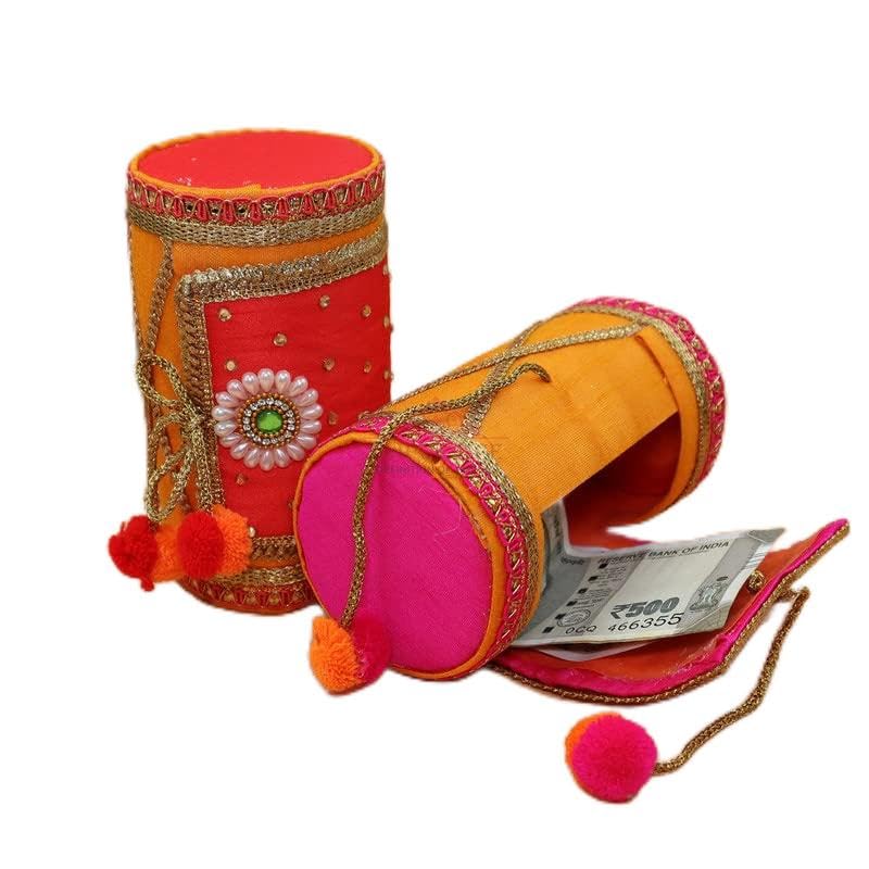 Decorative Engineered Wood Shagun Cash and Jewellery Box for Wedding and Festive Gifting, Multicolour, 20L x 10W x 4H Centimeters