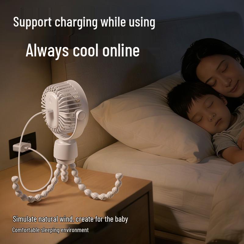 Custom Octopus Auto-Shake Outdoor Anti-Pinch Stroller Fan for Kids