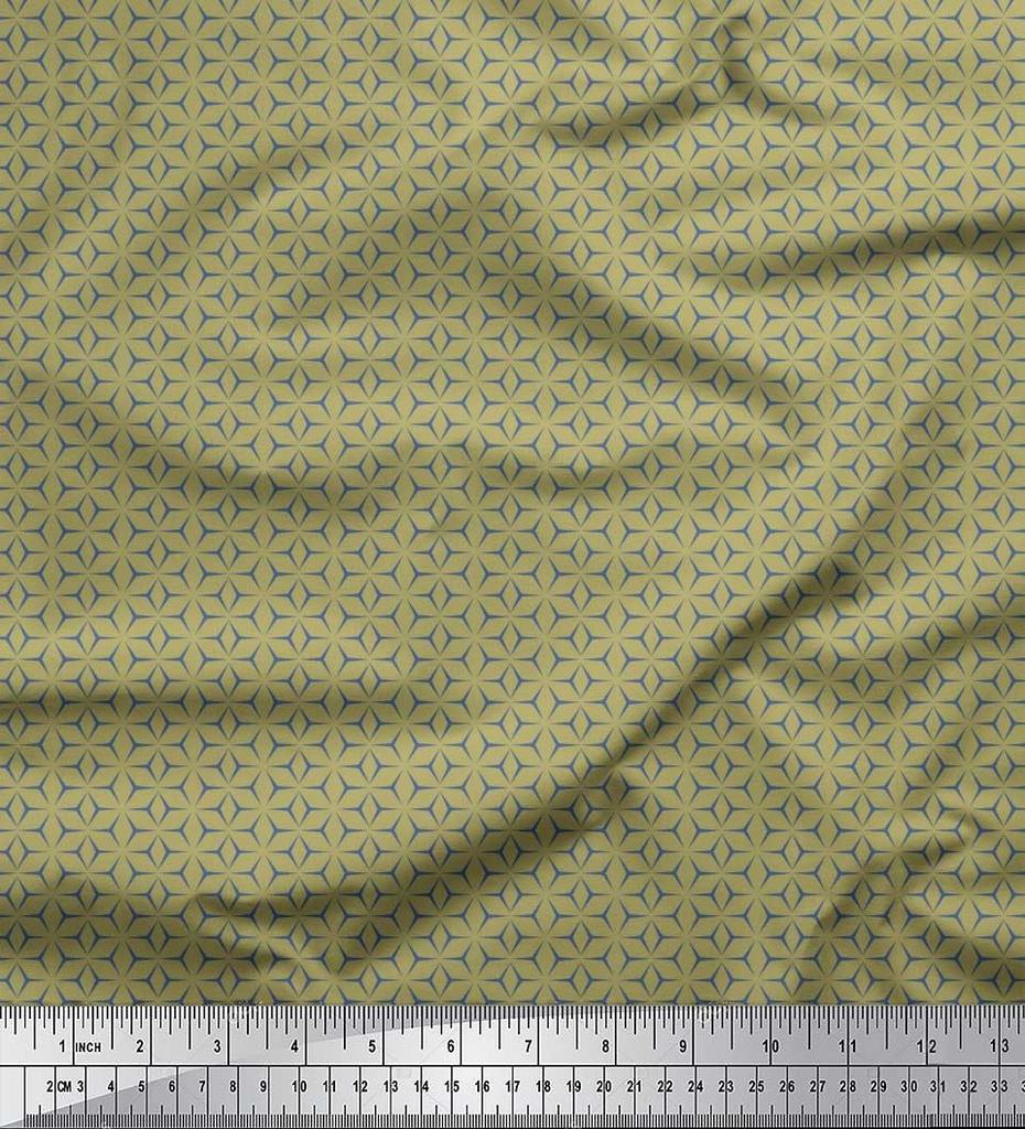 Soimoi Japan Crepe Satin Fabric Geometric Small Print Sewing Fabric Metre 42 Inch