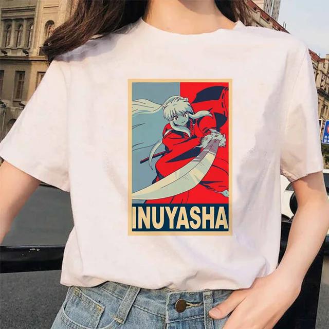 Футболки Inuyasha Футболки Feudal Demon Унисекс Аниме Мультфильм Хип-Поп Топ Футболки Женские Sesshoumaru Higurashi Kagome Унисекс Футболка Женская