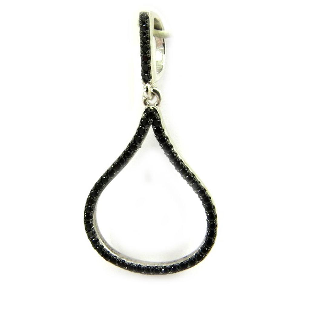 Les Trésors De Lily [L5751] - Серебряный кулон "Сисси" черный (родиевое покрытие) - 32x12 мм