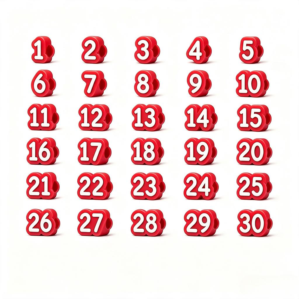 30Pcs 1‑30 Numbered Pencil Cap Covers, Reusable Classroom Pencil Labels for School Stationery Organization