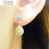 Big Yellow Bling Zircon Stone Silver Color Stud Earrings For Women Fashion Jewelry Korean Earrings
