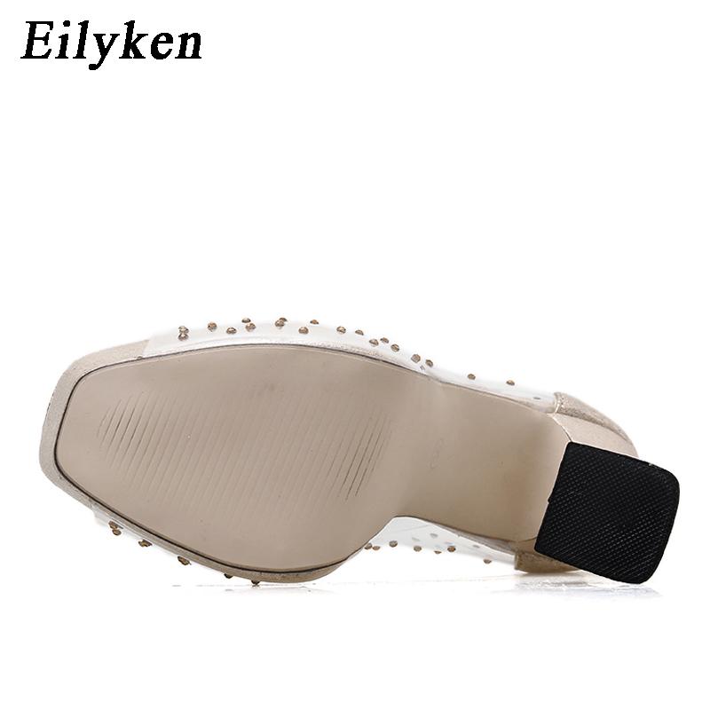 Eilyken Новый Дизайн ПВХ Прозрачные Стразы Платформа Женские Туфли-Лодочки Пип-То носок Закрытый Высокий Каблук Вечеринка Свадьба Женская Обувь