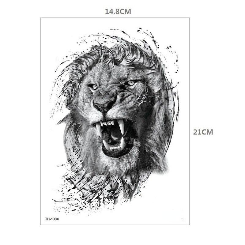 Водостойкая временная татуировка-наклейка Тигр Лев с животным узором на половину руки большой размер переноса воды боди-арт поддельные татуировки для мужчин и женщин