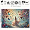 2D plane, one ethereal butterfly girl, solemn garden scene, vibrant butterflies and flowers adorning it