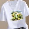 (Asian Size) sweet watercolor trend Women Fashion Print Female Clothing T Shirt Tee Top Woman Short Sleeve Graphic T-shirts
