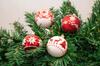 Christmas tree baubles, PRL, plastic, safe for Christmas trees, white, red, set