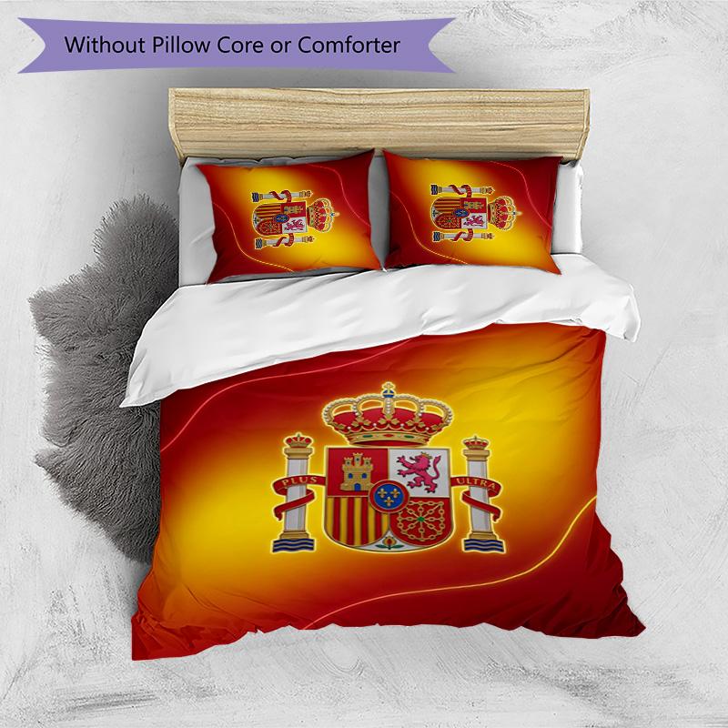 Spain football Printed Bedding 3 Piece Set Cozy Breathable Bed Cover Set as Housewarming Holiday Gift