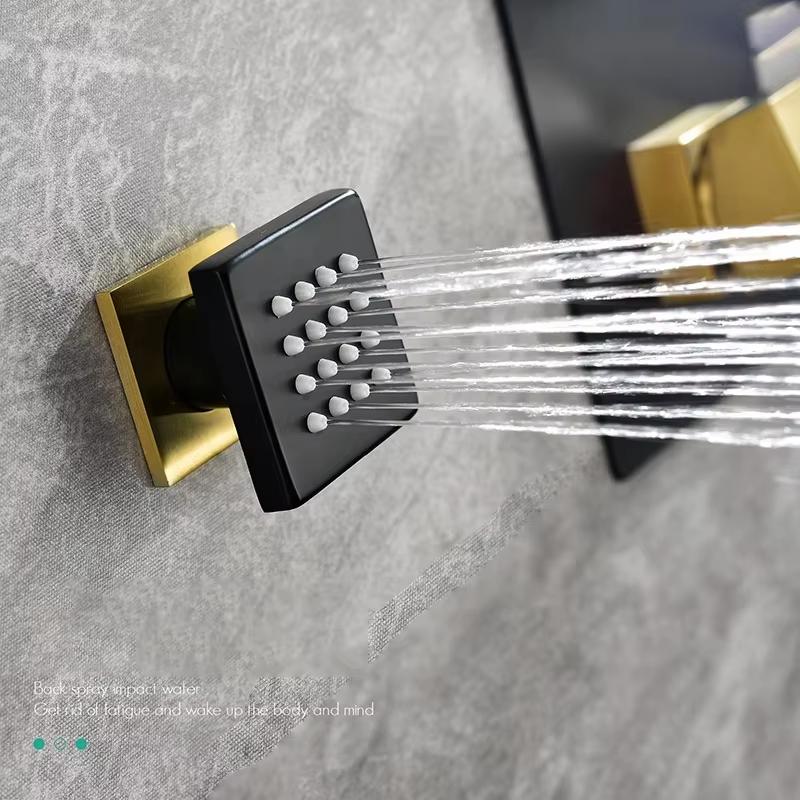 HONGDEC High Pressure Square Spa Massage Shower Body Jets Wall Mounted Bathroom Sprays Body Jet Brass for Hotel Home Project