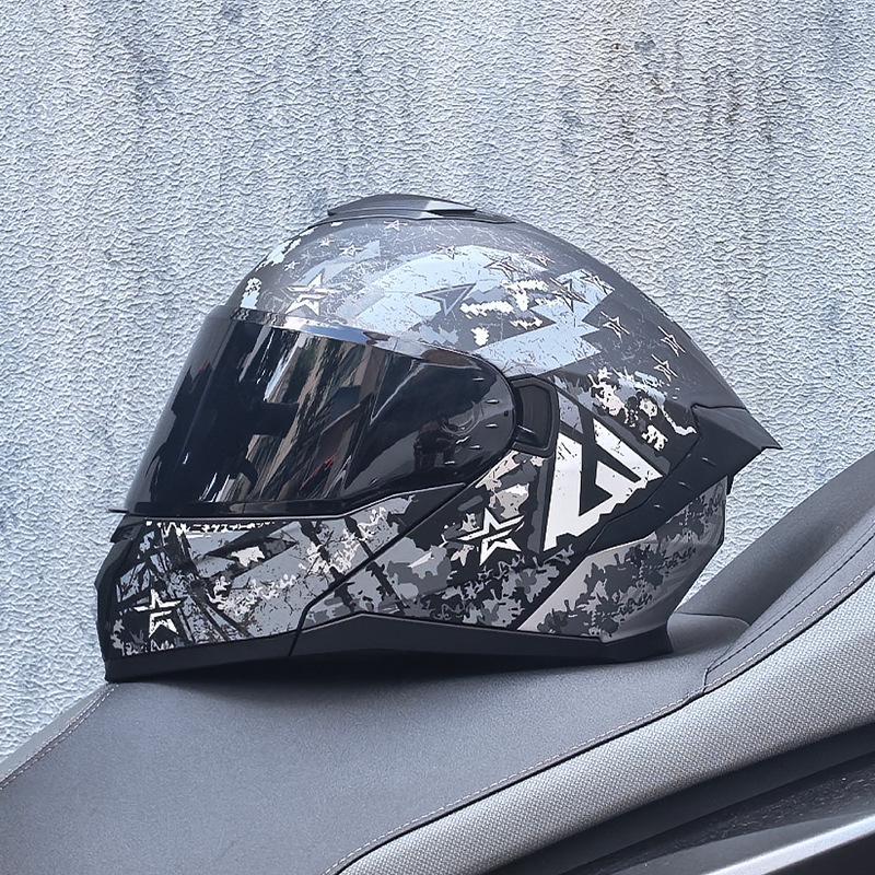 Motorcycle Helmet Men's and Women's Face-off Helmet Summer Locomotive Full Helmet Universal Safety In All Seasons