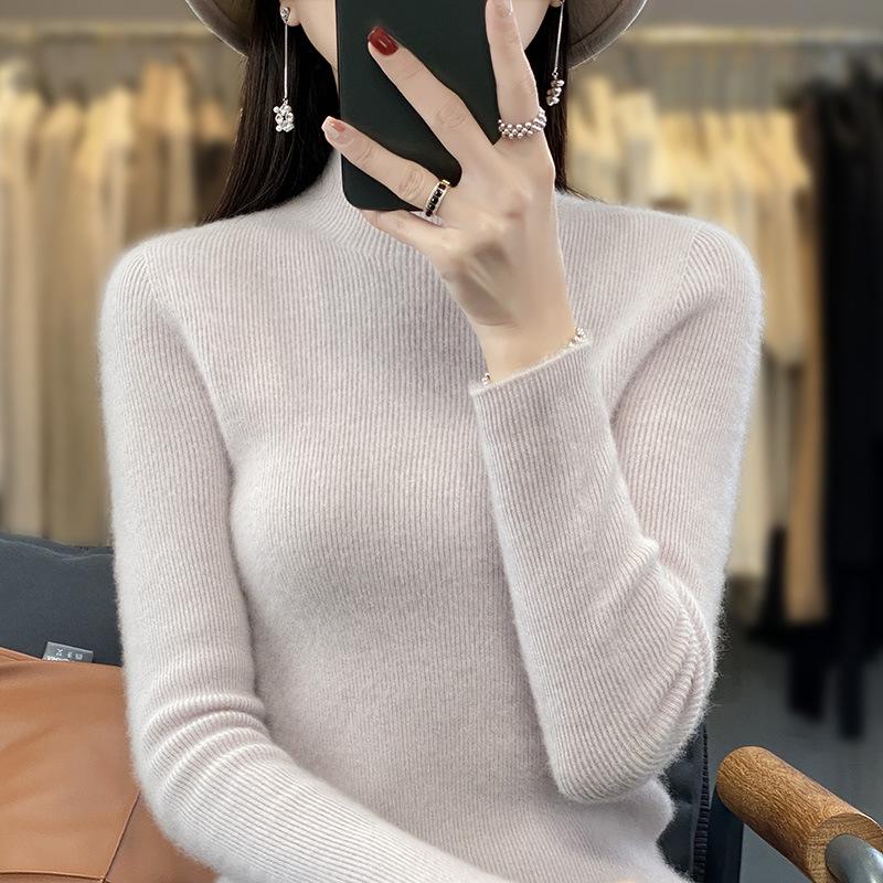 INDFS Женская мода Повседневный Осень Зима Однотонный Принт Длинный Рукав Полуводолазка Свитера