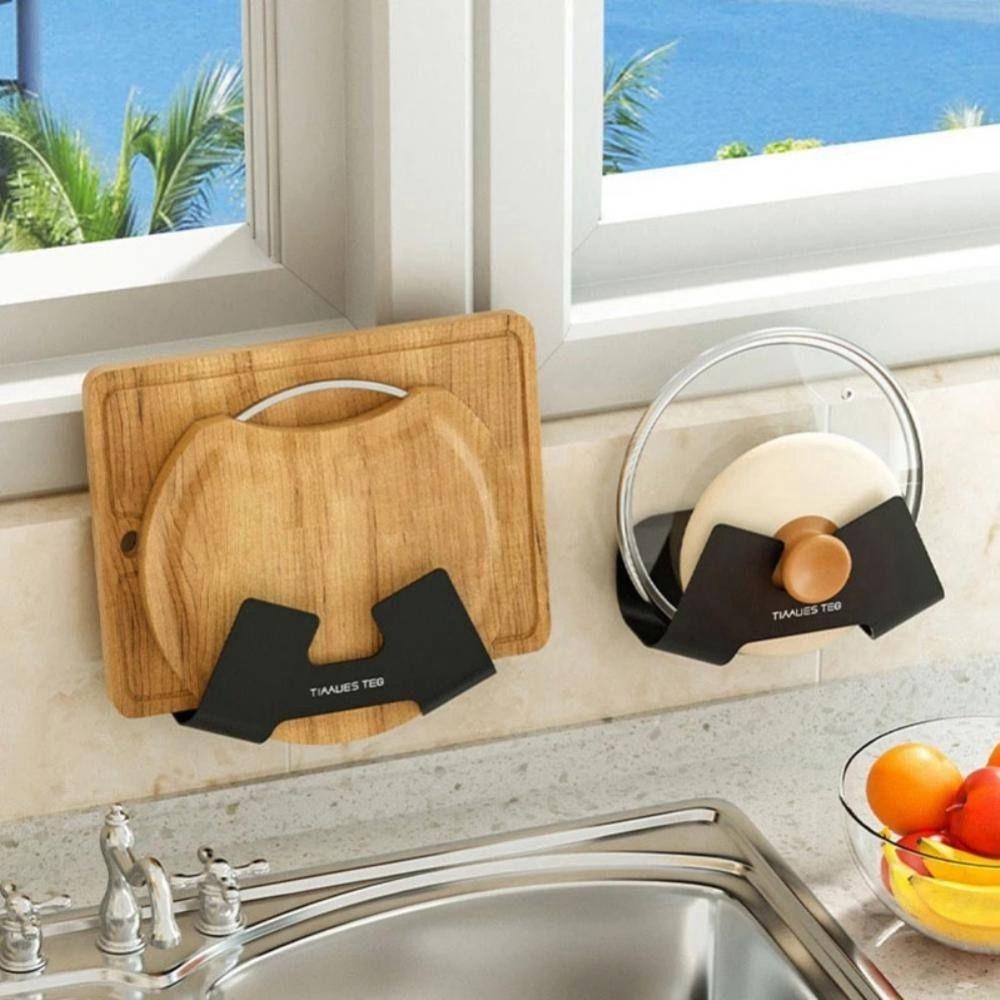 Multifunction Pot Lid Holder PP Pan Cover Stand Proble Wall Cutting Board Rack Household