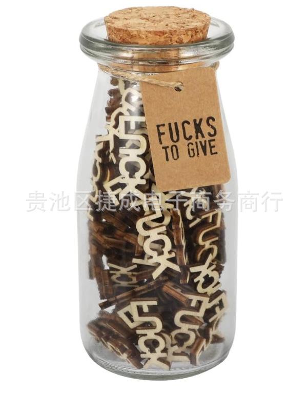 Funny Fuck Jar Gift – 100 Wooden Cutout Letter Pieces, Prank Birthday Gift for Him/Her, Novelty Desk Decor for Stress Relief