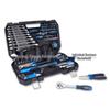 91-Piece Mechanical Tool Set: Wrench, Socket, Screwdriver Bits in Aluminum-Iron Box.