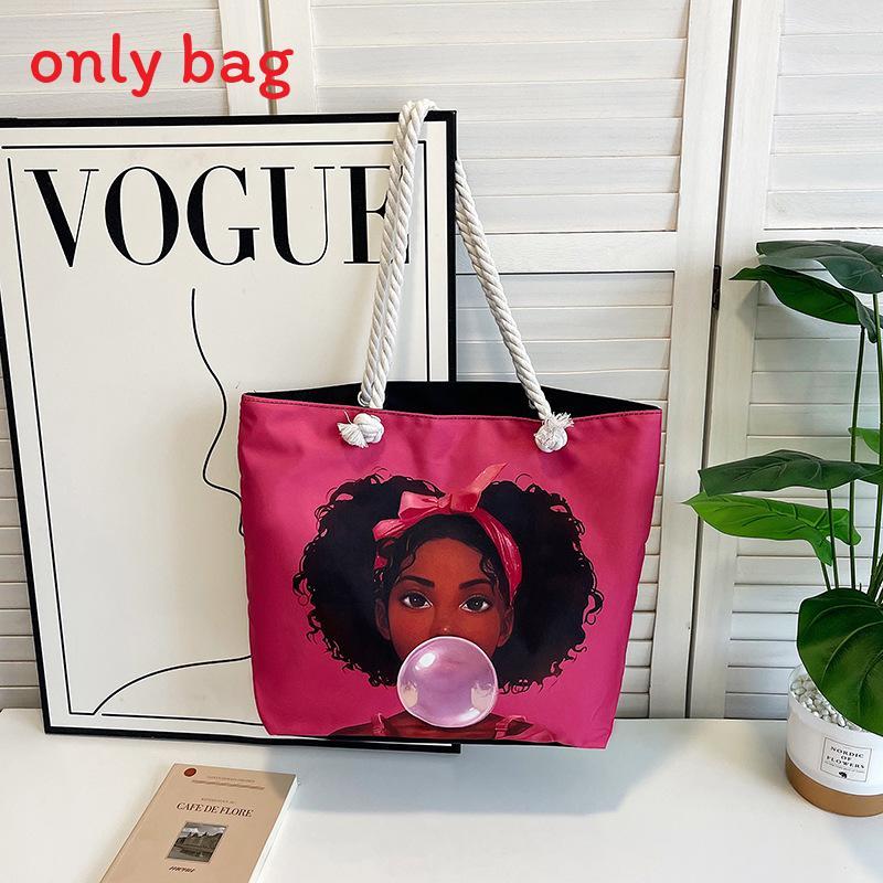 Canvas Tote Bag For Women With Creative Print And Spliced Design For Casual Travel