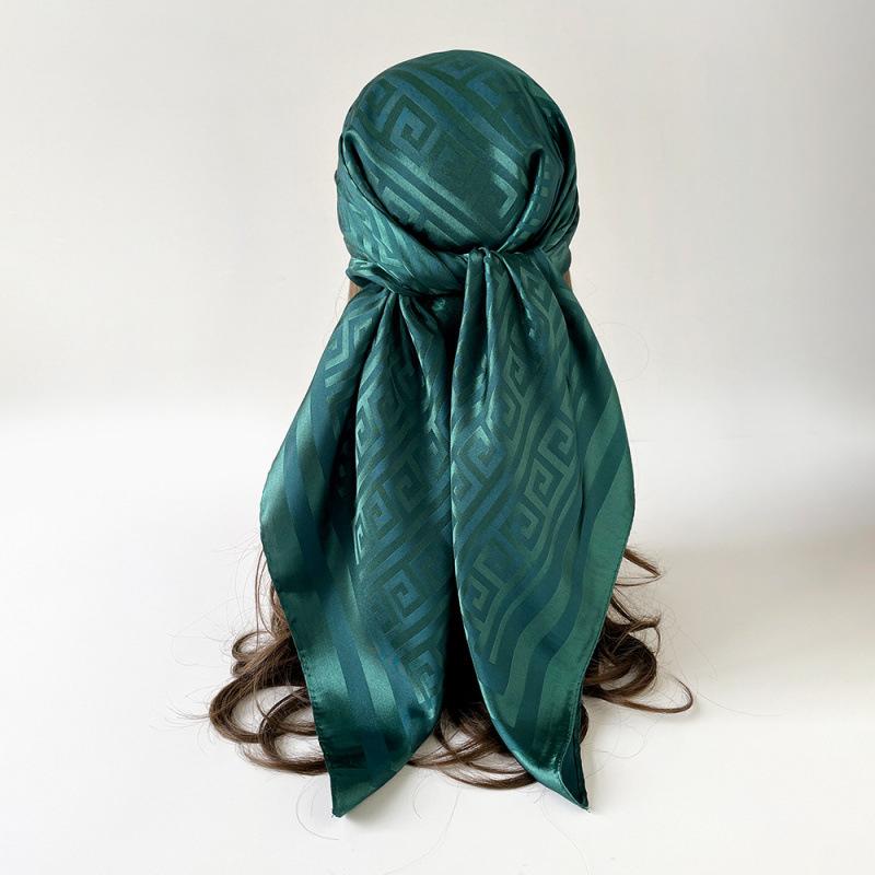 Imitation Silk Scarf for Women Solid Color Printed Scarf Scalp Shawl Scarf