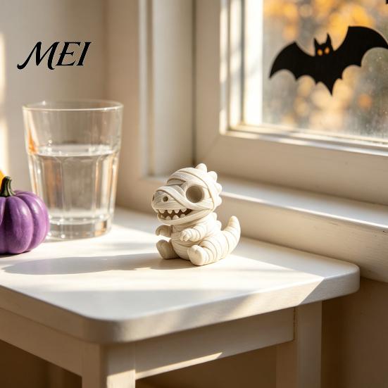Creative Office Desk Accessories Miniature Mummy Animal Figurine, 3D Printed Pig Chicken Dino Duck Niche Holiday Collectibles Cat Statue, Spooky Cute