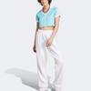 Adidas Originals Clover Logo Print Повседневная футболка с короткими рукавами Женские топы Голубые IR9779