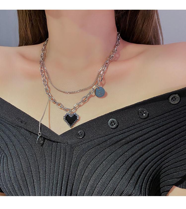 Mosaic Black Love Necklace Female Hip Hop Simple Wild Letter Pendant Clavicle Chain Women's Necklace