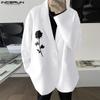 Oversized Men Notched Lapel Long Sleeve Loose Blazer Casual Loose Print Suit Coats