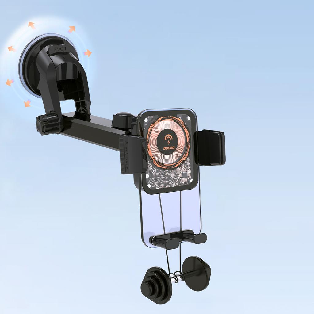 Автомобильное крепление Dudao F19 и беспроводное зарядное устройство 15 Вт — черный