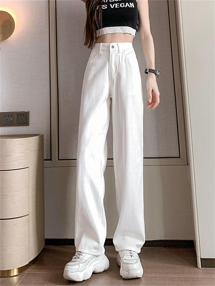 2022 Fashion Casual High Street Clothes Wide Leg Pant Women Jeans Autumn Winter High Waist Slouchy Straight Leg Denim Trouser