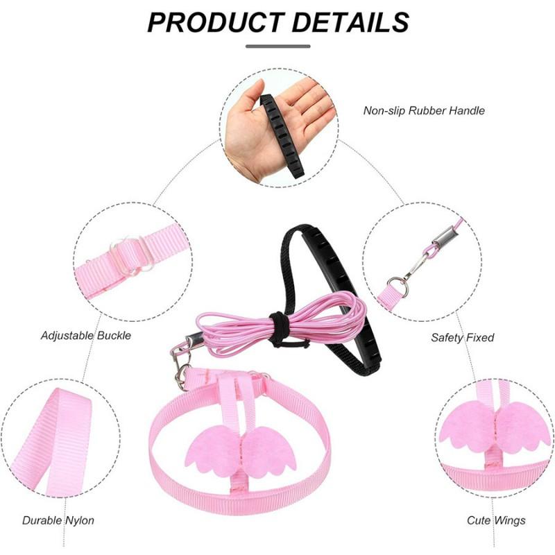 Ultra-Light Parrot Flight Harness Leash Cockatiel Lovebird Sun Conure Outdoor Walking Training