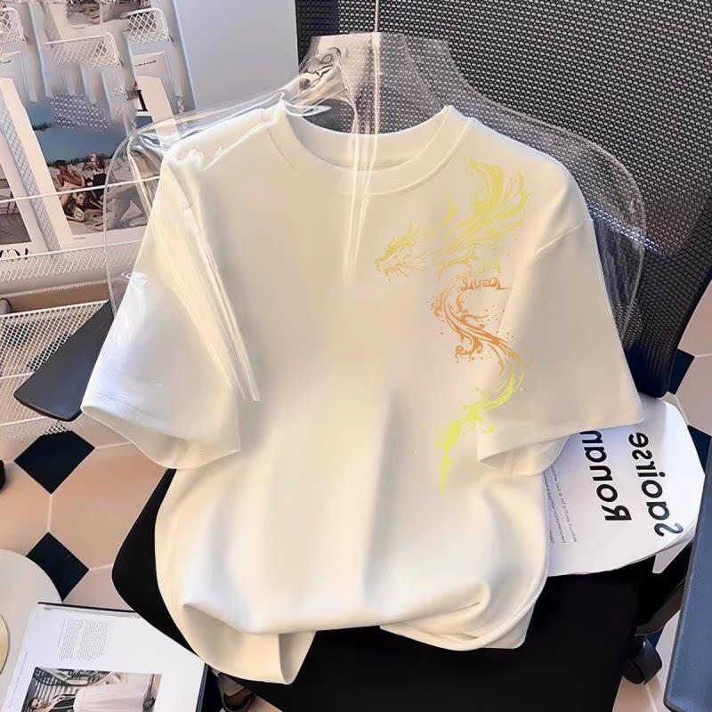 2026 New Style Ins Pattern Pure Cotton Printed Mens And Womens Personalized Loose Short Sleeved New Fashionable Tshirt