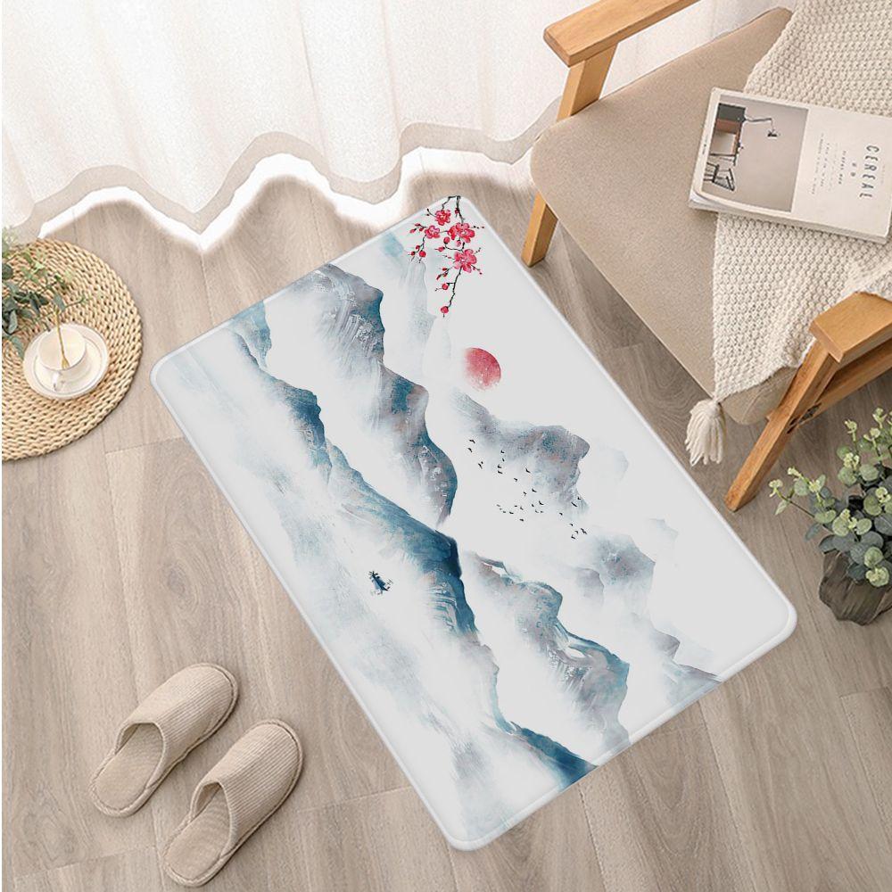 Нескользящий дверной коврик для спальни, спальни, балкона, гостиной, прикроватный ковер, китайский пейзаж, коврик для ванной комнаты