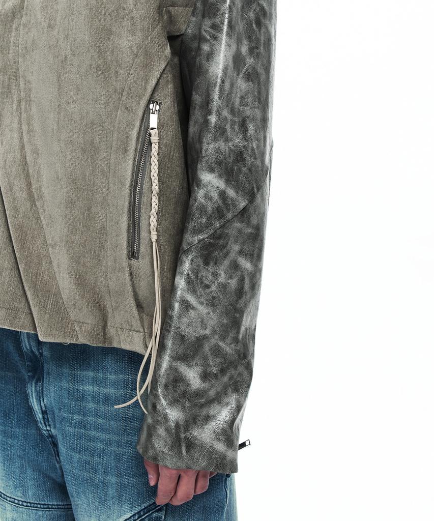 RSSC Leather Mix Curved Jacket - Khaki