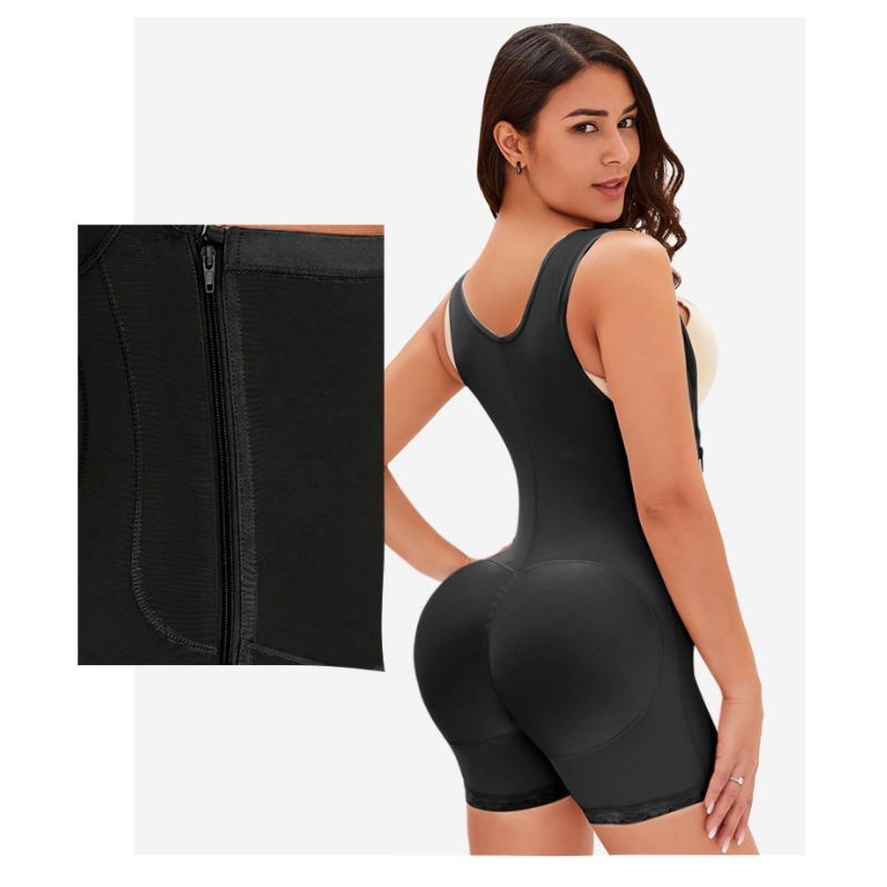 Topmelon Plus Size Side Zip Button Bodysuit Tummy Control Butt Lifter Shapewear