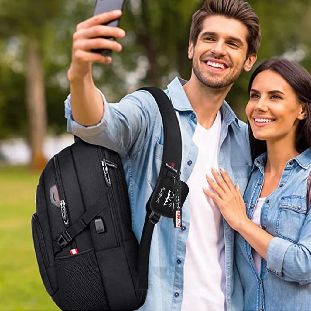 AirPods 4 Case 4th Generation Cool Black Cover with Keychain Big Angry Eyes Cute Touch Me Cartoon Shockproof Airpods 4th Generation Cover Gift for Men