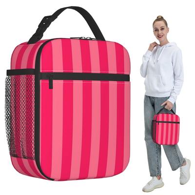 Bold Vivid Vetical Stripped Pattern Insulated Lunch Bag for Kids School Cooler Thermal Food Box Tote Lunch Boxes Container