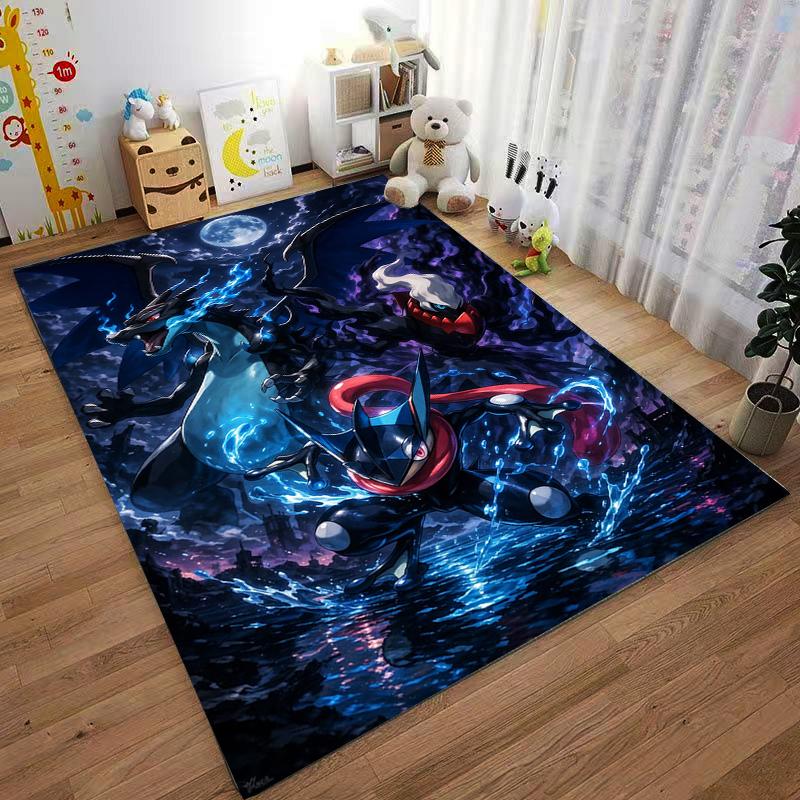 "Dark-Themed Cartoon Characters Carpet with Fantasy Elements Design" Suitable for use as an anti-slip for living room bedroom sofas