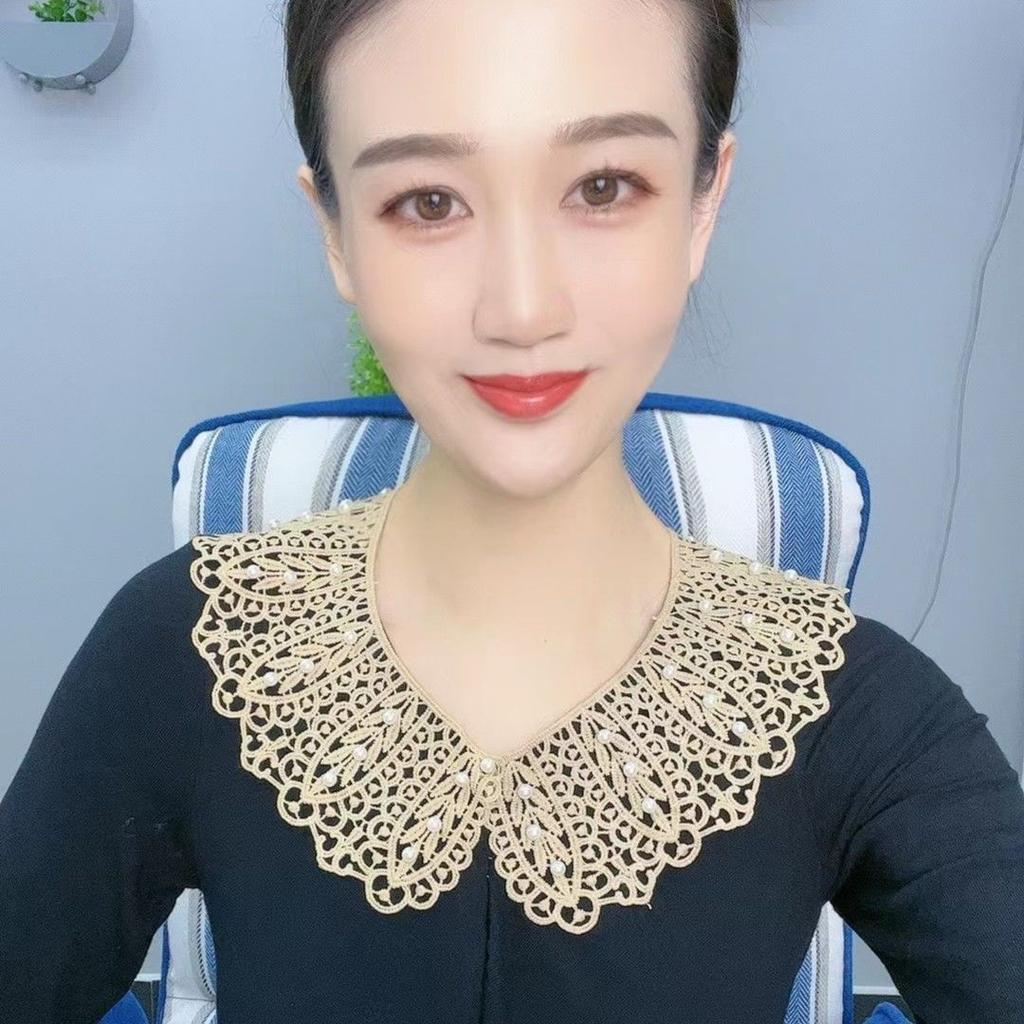 [Bead Lace Fake Collar] Korean Version Of Lace Women'S Hollow Kapok Silk Shawl Summer Sun Protection Fake Collar Versatile
