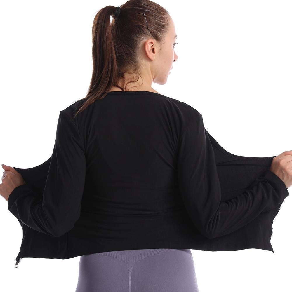 Костюм для сауны для женщин, толстовка с длинными рукавами и компрессионной молнией, рубашка для сауны, жилет для фитнеса, формирователь тела, тренировочные топы, корректирующее белье, толстовка