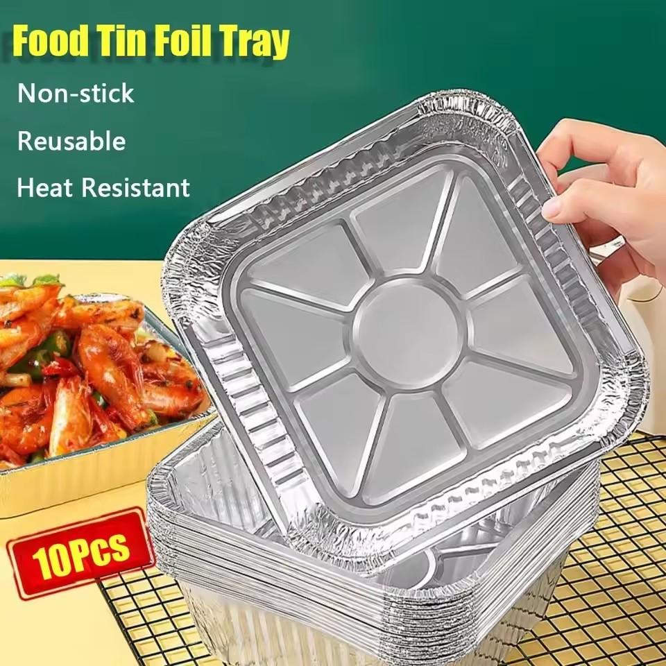 2025 Air Fryer Tin Foil Bowl Household Oven Barbecue Tin Foil Paper Box Thickened Tin Foil Tray