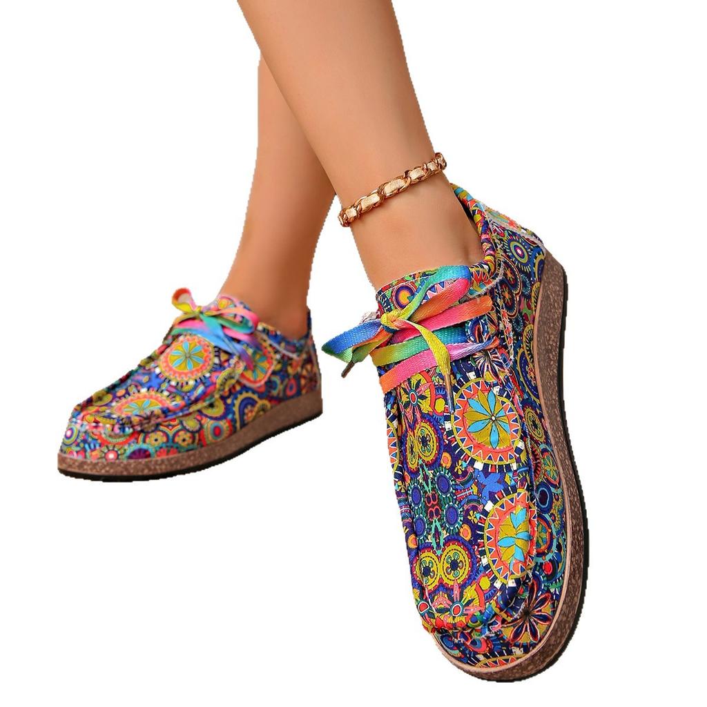 2025 лето новый темперамент платформа внешняя торговля большой размер цвет повседневный национальный ретро удобные универсальные кеды