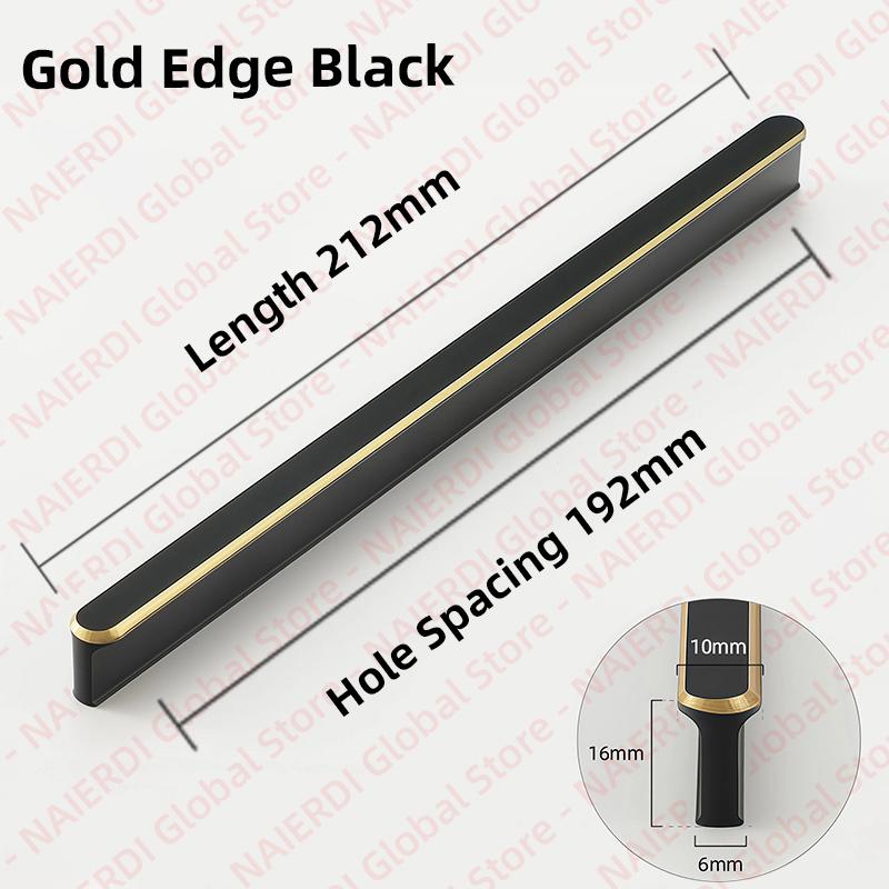 NAIERDI American Style Black Cabinet Handles Aluminum Alloy Long Furniture Handle Kitchen Cupboard Pulls Drawer Knobs Hardware