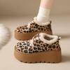 Women Leopard Flats Fur Platform Suede Plush Cotton Shoes Winter Warm Casual Sport Shoes Woman 2025 Trend Lace Up Zapatos Mujer