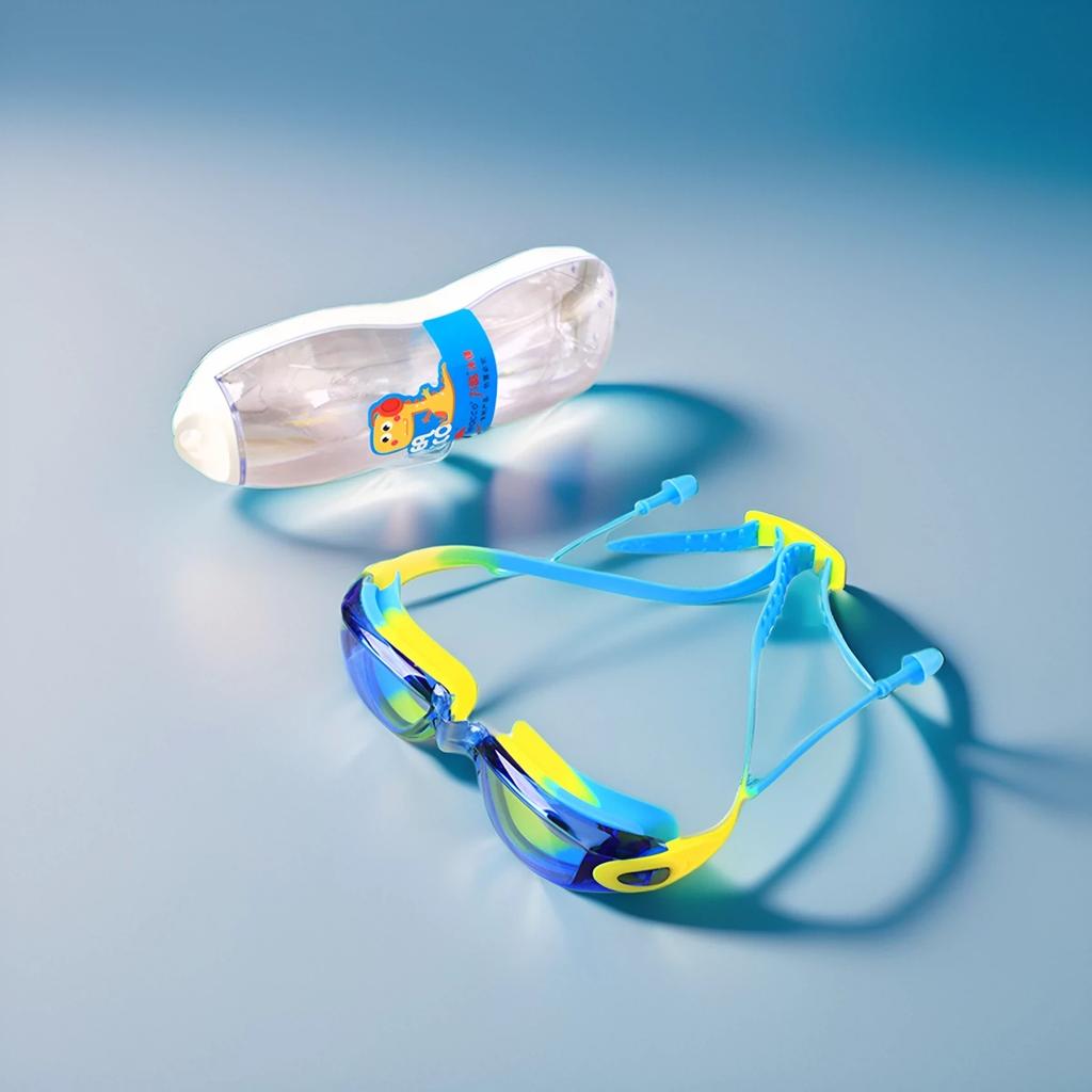 1 шт. Профессиональные детские плавательные очки высокой четкости, прозрачные, со встроенными берушами, водонепроницаемые и с защитой от запотевания
