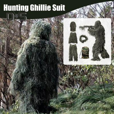 5 шт./компл. костюм Ghillie с курткой, брюками, капюшоном, гирляндой, сумкой для переноски, 3D камуфляжная охотничья одежда для молодежи и взрослых, одежда для лесной местности