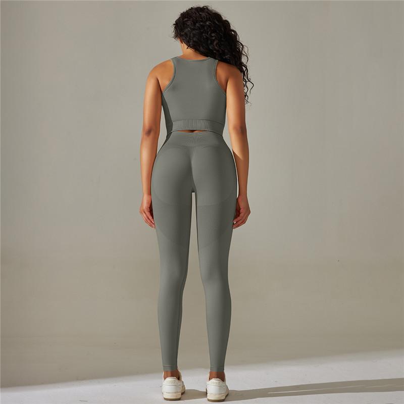 Nessaj Комплекты для йоги, женские спортивные костюмы, леггинсы с высокой талией, спортивный топ без рукавов, комплект для фитнеса, бесшовный спортивный костюм для спортзала