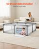 Baby Playpen, 2000 x 1490mm Large Toddlers Playpen, Indoor/Outdoor Baby Fence Play Yard with 50 Ocean Balls, Zippered Door & Breathable Mesh, No-Gap